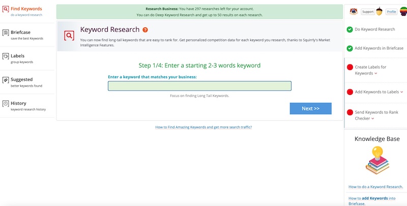 Squirrly SEO Keyword Research